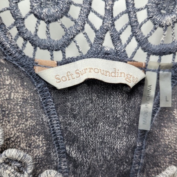 Soft Surroundings Boho Acid Wash Dress Size Large Rayon Asymmetrical Hem - Picture 4 of 10